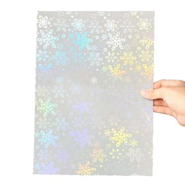 Imagem de Papel Adesivo Motivate Flocos de Neve Holográfico Vinil A4 Pacote com 50 Folhas Transparente