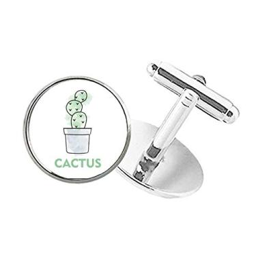 Imagem de DIYthinker Abotoaduras para suculentas de cacto, plantas, aquarela, botão redondo