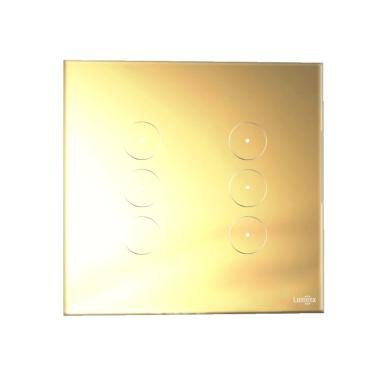 Imagem de Interruptor De Luz Touch Tok Glass 6 Botões Dourado Lumenx