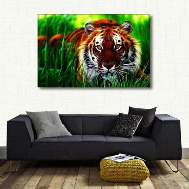 Imagem de Quadro decorativo Tigre Paisagem Animais com Tela em Tecido