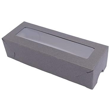 Imagem de 20 Caixas de papel kraft tampa marrom com visor, tamanho 11x4cm, ideal para doces, brigadeiros, trufas, presentes