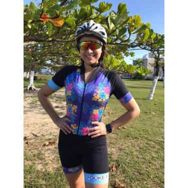 Imagem de Macacão Ciclismo Feminino Floral , Bicicletas, Emojis  Fooke Fit Forro