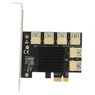 Imagem de Zyyini Placa Riser PCI E 1 a 6, placa de expansão ASM1187E PCI E para SATA com dissipador de calor IC, PCIE 1X para placa Riser USB 3.0 PCIE externa, para Dos for Linux para