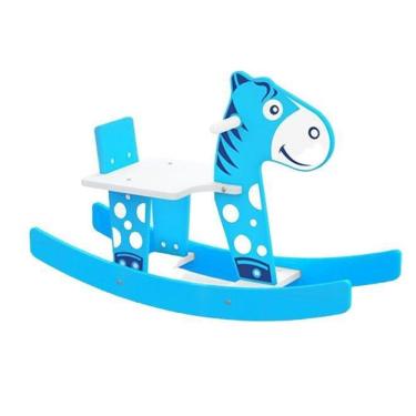 Imagem de Cavalinho Gangorra Infantil Balanço Em Madeira Azul