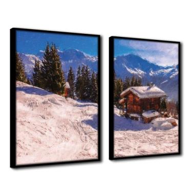 Imagem de Quadro Decorativo Textura Cx Alta 2 Un 40X60 Casa Na Neve - Arte Na Ar