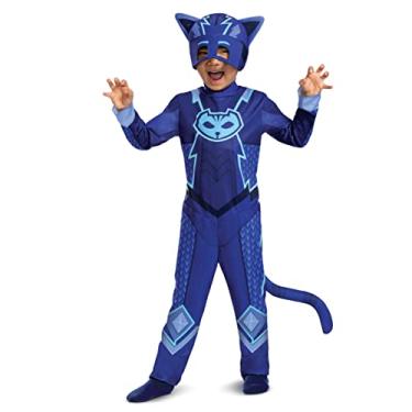 Imagem de Fantasia de menino gato para crian as, macac o e m scara oficial PJ Masks Megasuit, tamanho infantil grande (4-6)