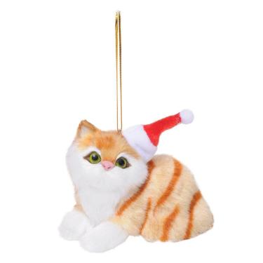 Imagem de Enfeite Natal Pendurar Gato Laranja  7x10x6cm 1019717