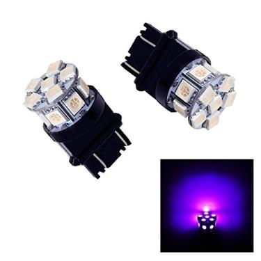 Imagem de PA 2 peças 13SMD 3157 lâmpada de LED roxa auto 12V para seta, marcador lateral, parada, traseira, luz traseira (3056 3156 3156A 3057 4057 3157 4157 T25 disponíveis)