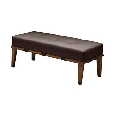 Imagem de Puff Decorativo 100cm Martínez Linho Pés Madeira Marrom/Natural G62 - Gran Belo