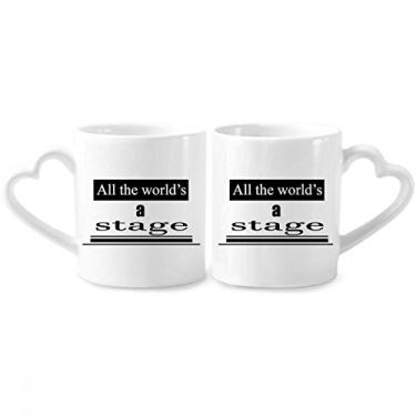 Imagem de Conjunto de canecas de porcelana Shakespeare World Is A Stage Couple Ceramic Lover Cup Heart Handle