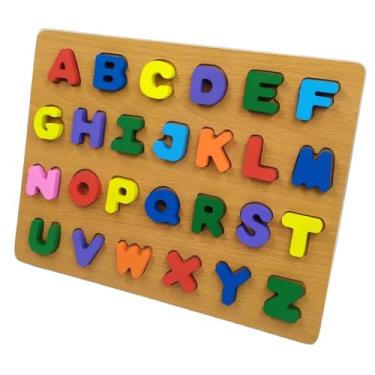 Imagem de QUEBRA CABEÇA BRINQUEDO DIDÁTICO DE MADEIRA LETRA ALFABÉTICA COLORIDAS