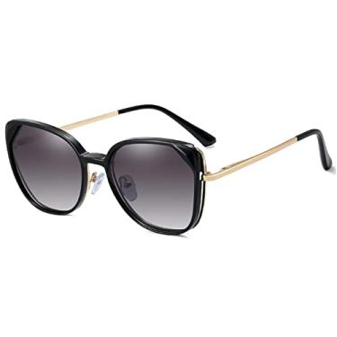 Imagem de Óculos de sol polarizados fashion designer feminino grande clipe magnético em óculos de sol olho de gato, C1 preto cinza, polarizado