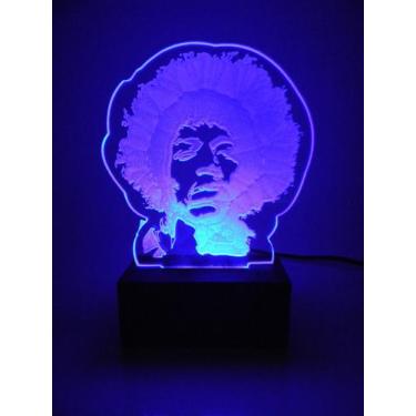 Imagem de Luminária De Mesa Abajur Led Acrílico Jimmy Hendrix Bivolt Azul Person
