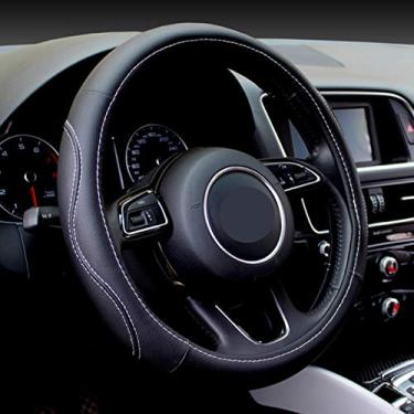 Imagem de Lyqfff Para KIA, para Hyundai, para Toyota, para Honda, 1 peça capa de volante de carro de microfibra de poliuretano preto cinza bege