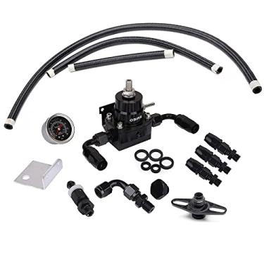 Imagem de Kit universal de regulador de pressão de combustível ajustável OSIAS + kit de conectores de fixação AN6 de pressão de 100 PSI preto