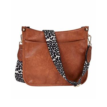 Imagem de HAIBOLAN Bolsa tiracolo feminina de leopardo, alça de violão, bolsa tiracolo, Marrom claro, 10*9*3.7