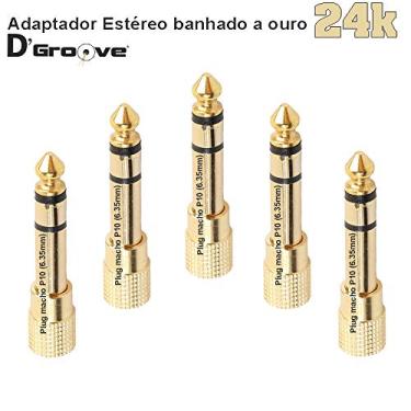 Imagem de 5 Adaptadores P2/P10 estéreo - D'Groove - 24k de ouro