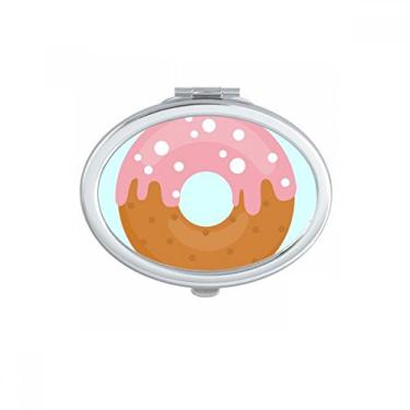 Imagem de Rosquinha creme rosa sobremesa doce comida oval espelho dobrável mão maquiagem dupla face óculos