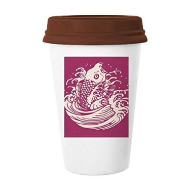 Imagem de Caneca de cerâmica com pintura vermelha da cultura japonesa caneca de café copo de cerâmica