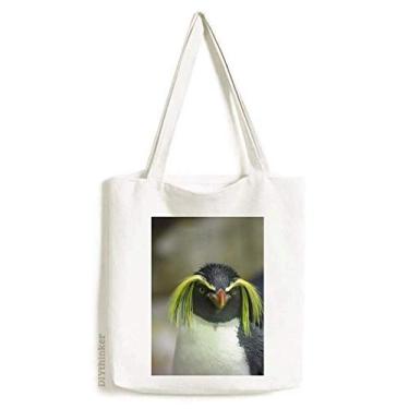 Imagem de Bolsa de lona com imagem de pinguim Antártico natureza ciência do mar bolsa de compras casual bolsa