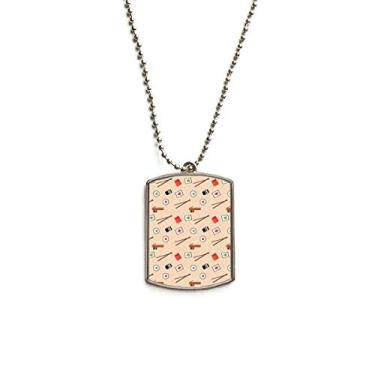 Imagem de DIYthinker Colar Japonês rosa sushi pauzinhos corrente de aço inoxidável pingente de identificação para cães colar para animais de estimação