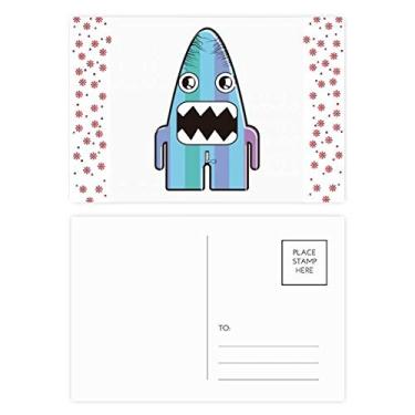 Imagem de Cartão postal Alien Monster Blue Christmas Flower Celebration Universo Cartão postal Blessing Mailing Card