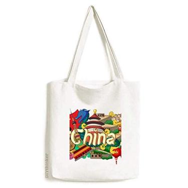 Imagem de Panda Great Wall Imperial China sacola de lona sacola de compras bolsa casual bolsa de compras