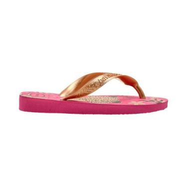 Imagem de Chinelo De Dedo Rosa E Dourado Kids Onça-Pintada  Havaianas