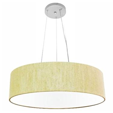 Imagem de Lustre Pendente Cilíndrico Cúpula Tecido 80x15 cm, Vivare Iluminação, Pendente4136 RST, Rustico Bege, Gigante