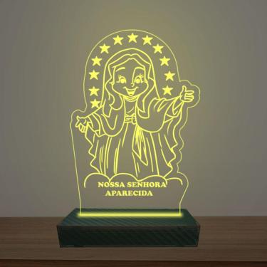 Imagem de Luminária Led 3d Nossa Senhora Aparecida Abajur Luxo