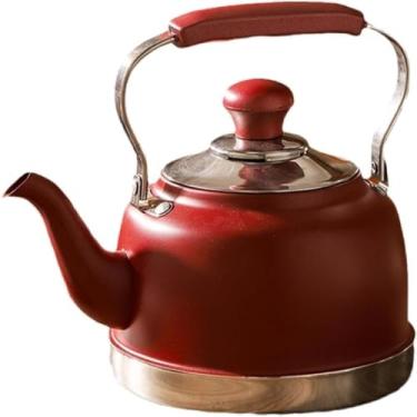 Imagem de Chaleira de assobio Chaleira de fogão Chaleira de chá com chaleira universal fogão chaleira de aço inoxidável chaleira fogão por indução bule de chá, 1L, vermelho