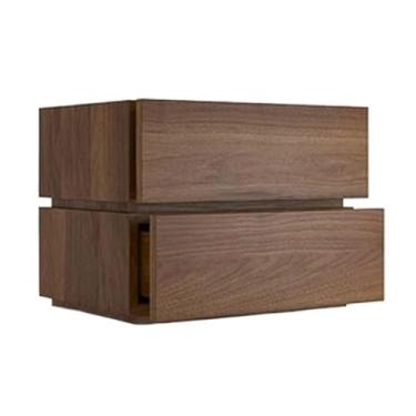 Imagem de WAOCEO Mesas laterais de cama minimalistas criado-mudo pequena madeira cor sólida gaveta dupla mesa de cabeceira armazenamento de quarto móveis de cabeceira mesas de cabeceira de madeira para quarto (cor: marrom, tamanho: L)