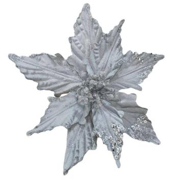 Imagem de Flor Artificial Poinsétia Prata 25cm