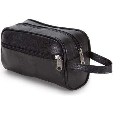 Imagem de Necessaire Estojo Bolsa Couro Masculino Feminino Organizadora Viagem Com Zíper Dia a Dia