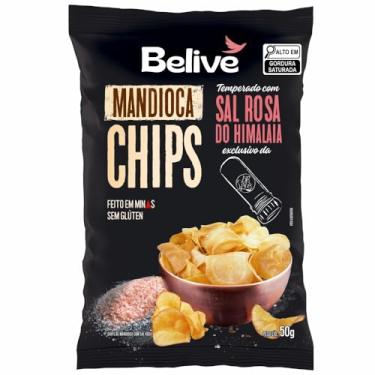 Imagem de Mandioca Chips Belive temperado com Sal Rosa do Himalaia BR Spices - 50g