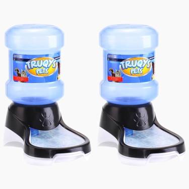 Imagem de Kit 02 Bebedouros para Cães Gatos Pet Cachorro Caes Pequeno Médio Porte Automático 2 Litros Água Sempre Fresca e Limpa Fonte Galão Pote Vasilha Bebedor Animais Mais Vendido Conjunto - Preto
