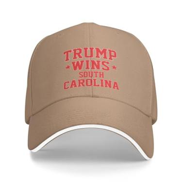 Imagem de Boné de beisebol refrescante 2024 Trump WINS South Carolina Truckers ajustável para homens/mulheres boné de caminhoneiro 2024 clássico original, Cor da areia, G