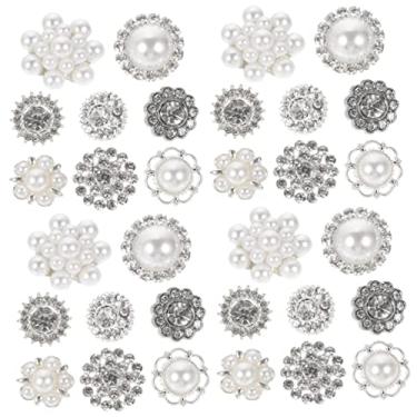 Imagem de Tofficu 32 Peças Botão Botões De Floco De Neve Pérola Botões De Costura Diy Botões Em Forma De Flor Decoração De Cabelo Botões De Roupas Fivela Decorativa Senhorita Strass Plástico