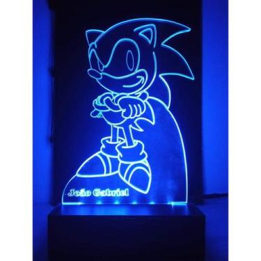 Imagem de Luminária De Mesa Abajur Led Acrílico Sonic Bivolt Azul Personalizada