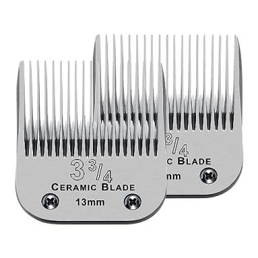 Imagem de 2 pacotes 3-3/4 lâminas de cerâmica de substituição destacáveis, compatíveis com o cortador Andis/oster Classic 76/Star-Teq/Power-Teq/A5, tamanho, comprimento de corte 13 mm (1/2")