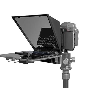 Imagem de FEELWORLD TP2A Teleprompter portátil de 20.3 cm suporta smartphone/tablet de até 20.3 cm Prompting Smartphone DSLR Shooting com controle remoto e anéis adaptadores de lente