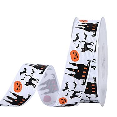 Imagem de Tvoip 2,5 cm x 25 jardas fita com fio de Halloween fita de transferência de calor feita à mão DIY fita rosqueada fita de cetim fita de cetim cordão de decoração de férias