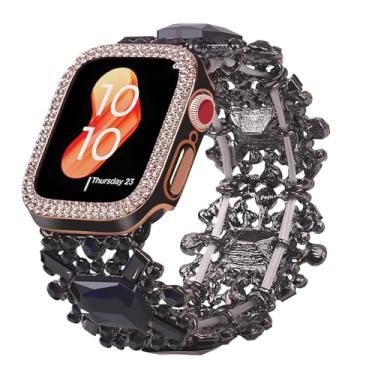 Imagem de VIIVY VIYIV Pulseira Bling com capa compatível com Apple Watch séries 9, 8, 7, SE, 45 mm, 44 mm, 40 mm, 38 mm, 41 mm e 42 mm, para mulheres, pulseiras para relógio inteligente com capa Starlight,