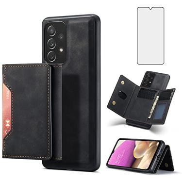 Imagem de Asuwish Capa de telefone para Samsung Galaxy A33 5G capa carteira com protetor de tela de vidro temperado e suporte para cartão de crédito acessórios de celular de couro A 33 33A mulheres homens preto