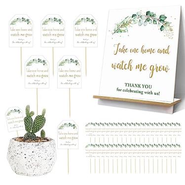 Imagem de Placa de mesa de madeira para chá de bebê de eucalipto 50 Watch Me Grow Sinal de suculenta para chá de bebê decorações de chá de bebê para suculentas plantas em vaso lembrancinhas de festa de chá de bebê