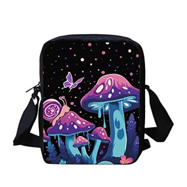 Imagem de HUGS IDEA Bolsa tiracolo pequena com rosto de animais, Borboleta de cogumelo, Small
