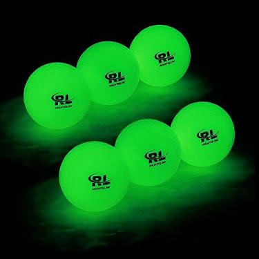 Imagem de R&L Bolas de golfe brilhantes para esportes noturnos - Bola de golfe fluorescente que brilha no escuro - Bolas luminosas brilhantes de longa duração recarregáveis com lanterna UV - incluídas (pacote