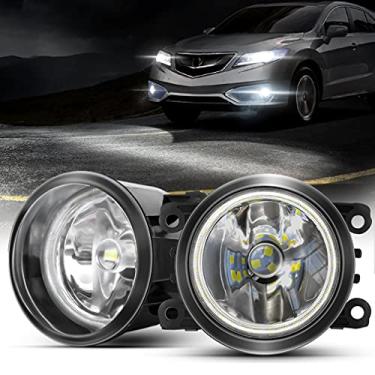 Imagem de Faróis de neblina Halo Ring 2 em 1 para Honda 12-14 CR-V, 12-15 Pilot, 13-15 Accord Coupe, Crosstour, CR-Z, Acura 10-15 RDX, 13-14 ILX, 11-14 TSX, 12-14 TL, lâmpada de neblina LED com Angel Eye DRL