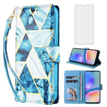 Imagem de Asuwish Capa carteira compatível com Samsung Galaxy A55 5G e protetor de tela de vidro temperado de couro flip suporte suporte acessórios de celular capa de telefone para A 55 55A A555G mulheres