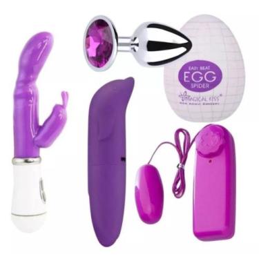 Imagem de Kit Vibrador Golfinho Ponto G + Bullet + Coelhinho + Plug Anal + Egg M